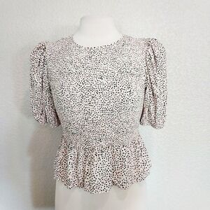 Express Pink & Black Polka Dot Blouse Size M